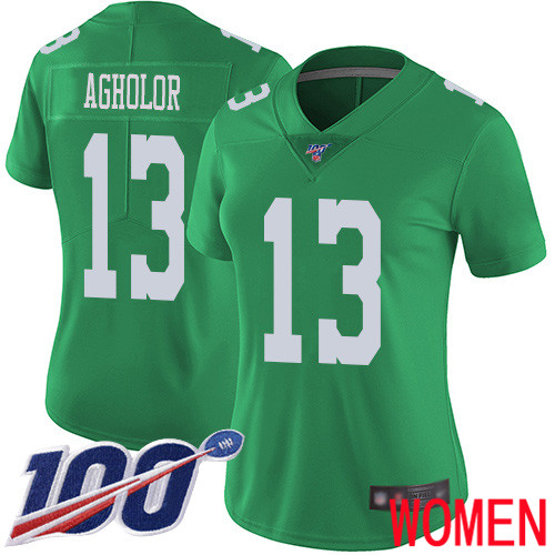 Women Philadelphia Eagles 13 Nelson Agholor Limited Green Rush Vapor Untouchable NFL Jersey 100th Season